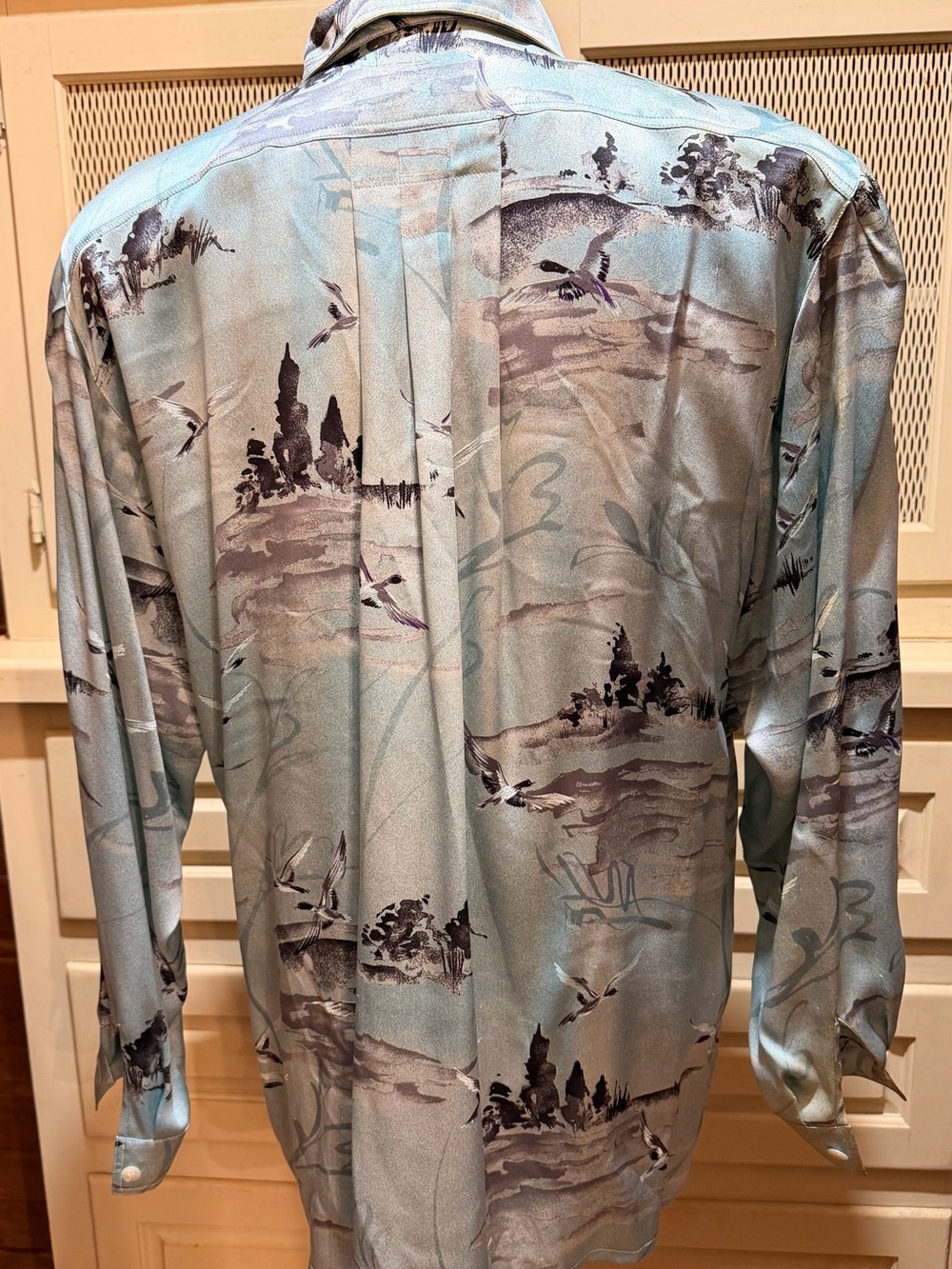 Vintage Escada by Margaretha Ley Silk Scenic Landscape Bird Asymmetric 80s - Picture 3 of 4
